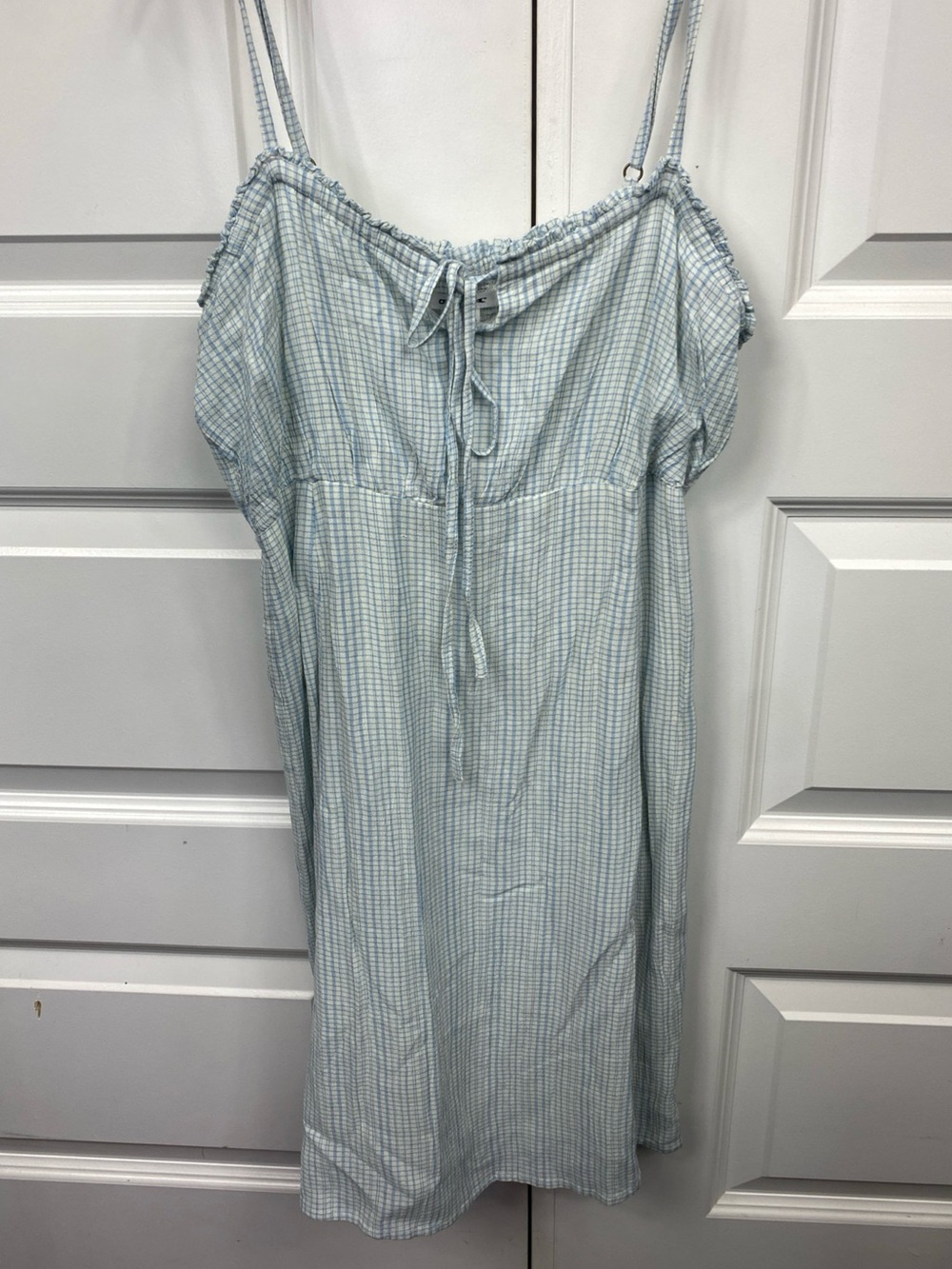 O’neill Sundress Slip Checkered Print Gingham Blue Small Spaghetti Strap Summer